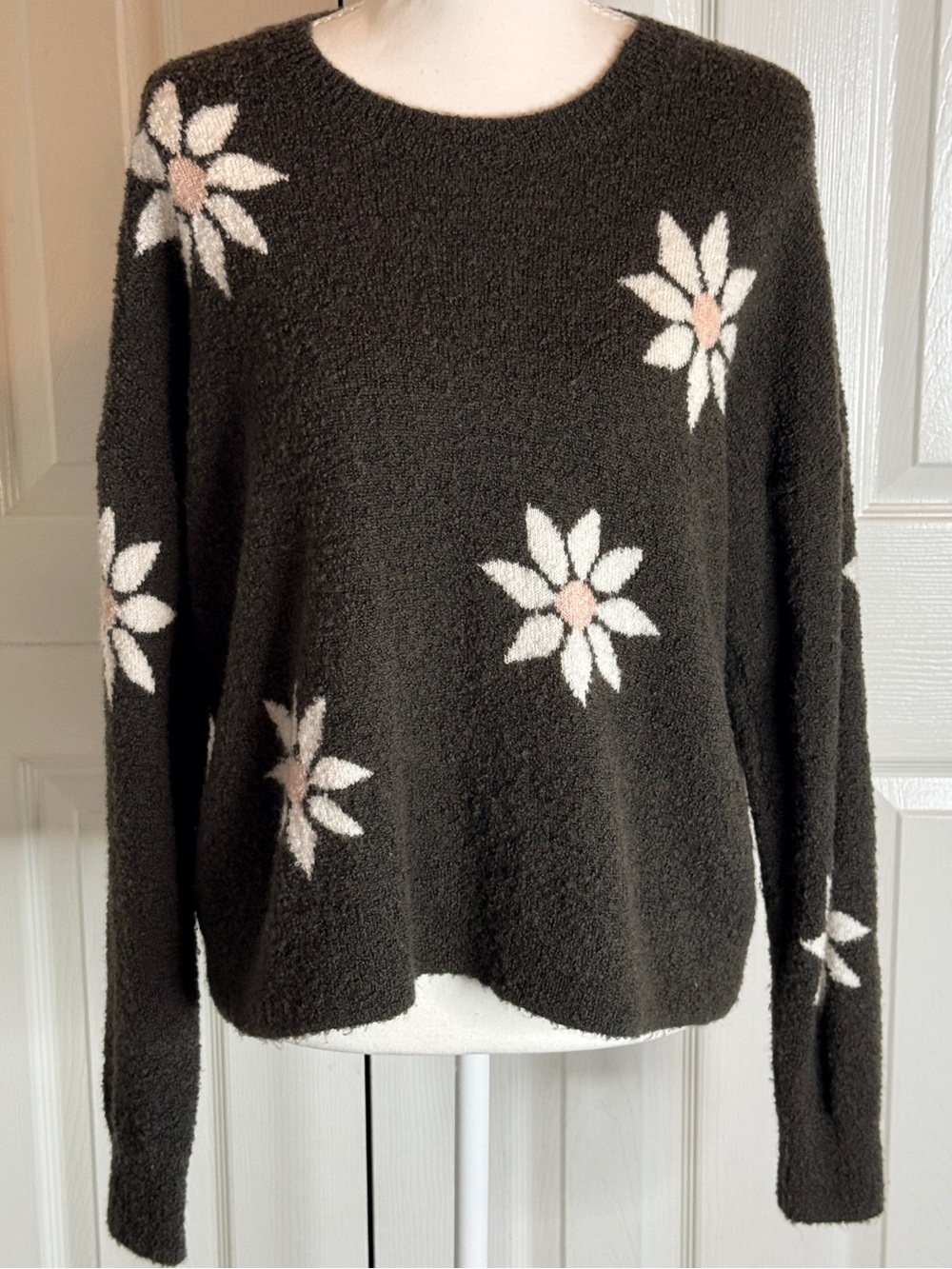 Madewell Merino Wool Daisy Floral Intarsia Pullover Sweater Medium M EUC